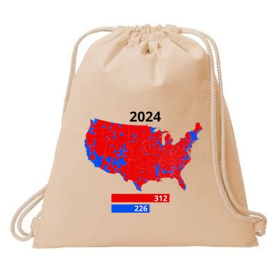 2024 Electoral Map Trump 312 Red 2024 Election Results Map Drawstring Bag