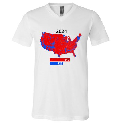 2024 Electoral Map Trump 312 Red 2024 Election Results Map V-Neck T-Shirt