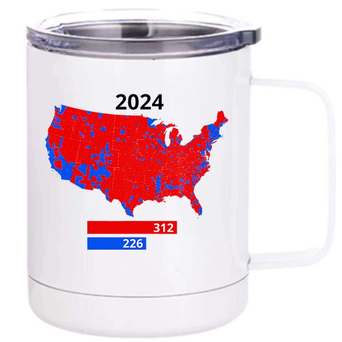 2024 Electoral Map Trump 312 Red 2024 Election Results Map 12 oz Stainless Steel Tumbler Cup