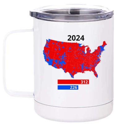 2024 Electoral Map Trump 312 Red 2024 Election Results Map 12 oz Stainless Steel Tumbler Cup