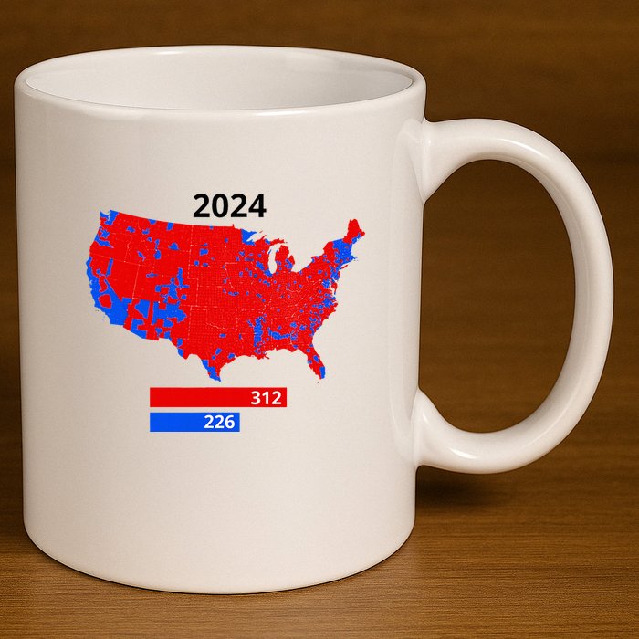 2024 Electoral Map Trump 312 Red 2024 Election Results Map 11oz C Handle Ceramic Mug
