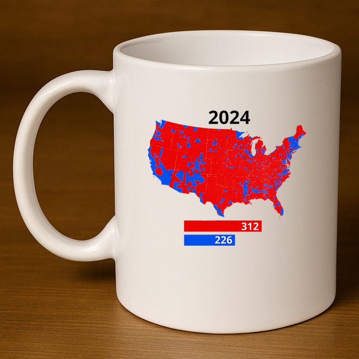 2024 Electoral Map Trump 312 Red 2024 Election Results Map 11oz C Handle Ceramic Mug