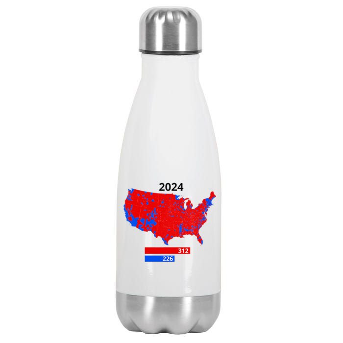 2024 Electoral Map Trump 312 Red 2024 Election Results Map Stainless Steel Insulated Water Bottle