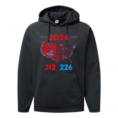 2024 Electoral Map Trump 312 Red 2024 Election Results Map Performance Fleece Hoodie