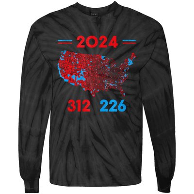 2024 Electoral Map Trump 312 Red 2024 Election Results Map Tie-Dye Long Sleeve Shirt