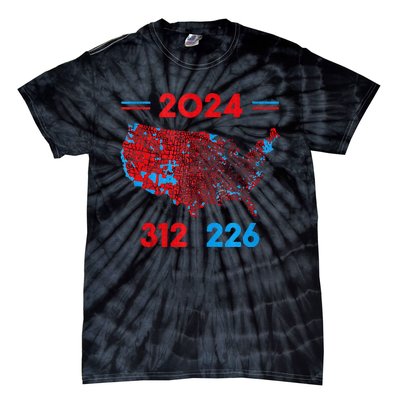 2024 Electoral Map Trump 312 Red 2024 Election Results Map Tie-Dye T-Shirt