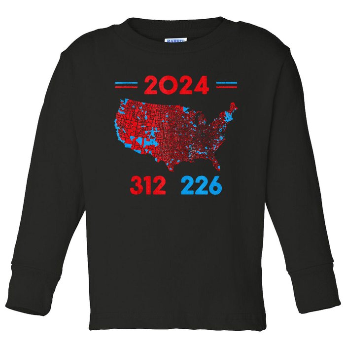 2024 Electoral Map Trump 312 Red 2024 Election Results Map Toddler Long Sleeve Shirt