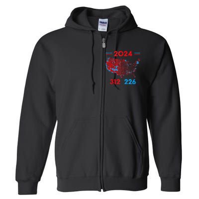 2024 Electoral Map Trump 312 Red 2024 Election Results Map Full Zip Hoodie