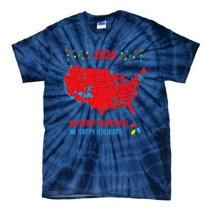 2024 Electoral Map Merry Christmas Trump Landslide Holiday Tie-Dye T-Shirt