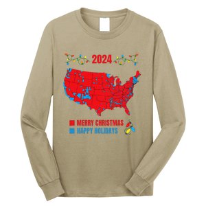 2024 Electoral Map Merry Christmas Trump Landslide Holiday Long Sleeve Shirt