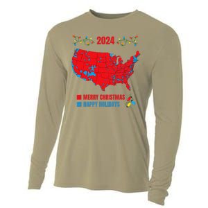 2024 Electoral Map Merry Christmas Trump Landslide Holiday Cooling Performance Long Sleeve Crew