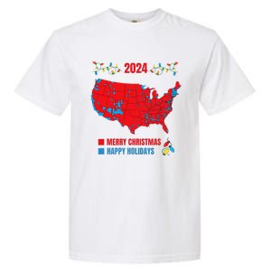 2024 Electoral Map Merry Christmas Trump Landslide Holiday Garment-Dyed Heavyweight T-Shirt