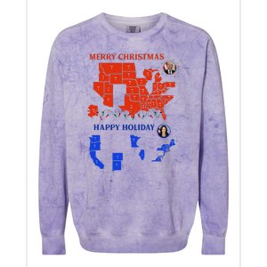 2024 Electoral Map Merry Christmas Trump Landslide Holiday Colorblast Crewneck Sweatshirt