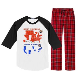 2024 Electoral Map Merry Christmas Trump Landslide Holiday Raglan Sleeve Pajama Set