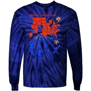 2024 Electoral Map Merry Christmas Trump Landslide Holiday Tie-Dye Long Sleeve Shirt