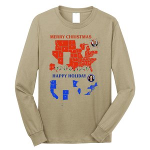 2024 Electoral Map Merry Christmas Trump Landslide Holiday Long Sleeve Shirt