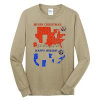 2024 Electoral Map Merry Christmas Trump Landslide Holiday Tall Long Sleeve T-Shirt