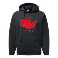 2024 Electoral Map Trump 312 Red 2024 Election Results Map Performance Fleece Hoodie