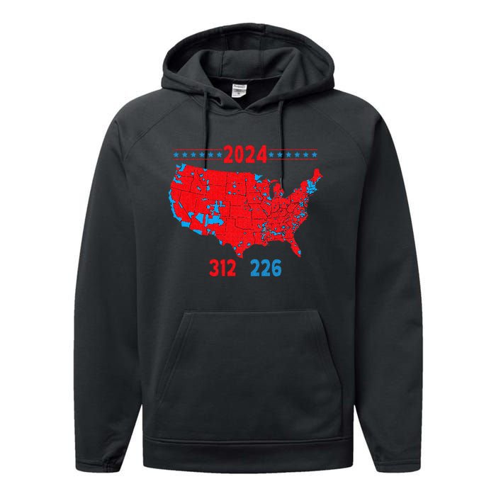 2024 Electoral Map Trump 312 Red 2024 Election Results Map Performance Fleece Hoodie