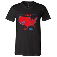 2024 Electoral Map Trump 312 Red 2024 Election Results Map V-Neck T-Shirt