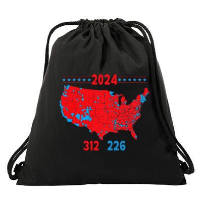 2024 Electoral Map Trump 312 Red 2024 Election Results Map Drawstring Bag