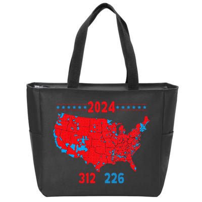 2024 Electoral Map Trump 312 Red 2024 Election Results Map Zip Tote Bag