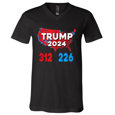 2024 Electoral Map Trump 312 Red Election 2024 Results Map V-Neck T-Shirt