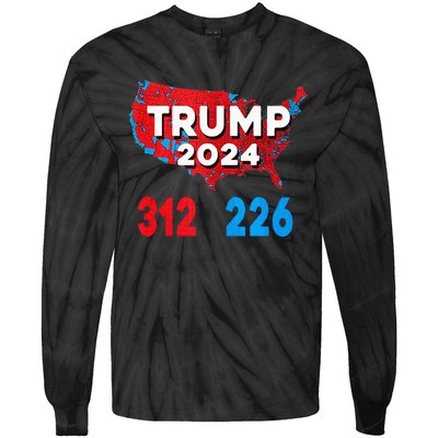 2024 Electoral Map Trump 312 Red Election 2024 Results Map Tie-Dye Long Sleeve Shirt