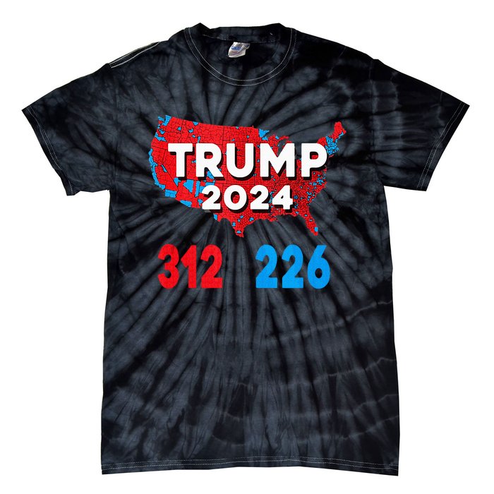 2024 Electoral Map Trump 312 Red Election 2024 Results Map Tie-Dye T-Shirt