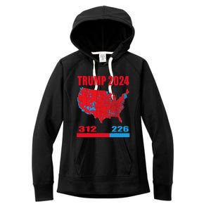 2024 Electoral Map Trump 312 Red 2024 Election Results Map Women's Fleece Hoodie