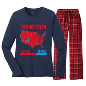 2024 Electoral Map Trump 312 Red 2024 Election Results Map Women's Long Sleeve Flannel Pajama Set 