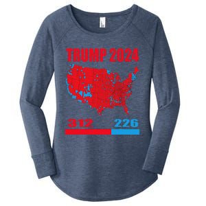 2024 Electoral Map Trump 312 Red 2024 Election Results Map Women's Perfect Tri Tunic Long Sleeve Shirt