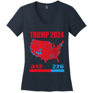 2024 Electoral Map Trump 312 Red 2024 Election Results Map Women's V-Neck T-Shirt