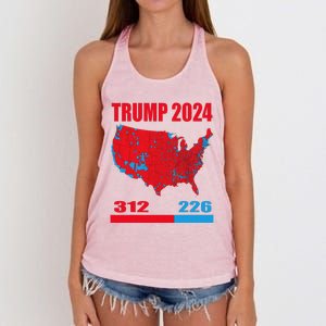 2024 Electoral Map Trump 312 Red 2024 Election Results Map Women's Knotted Racerback Tank