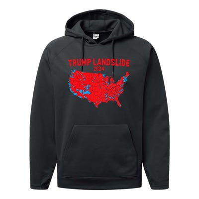 2024 Electoral Map Trump Landslide Red Election Map Performance Fleece Hoodie