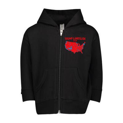 2024 Electoral Map Trump Landslide Red Election Map Toddler Zip Fleece Hoodie