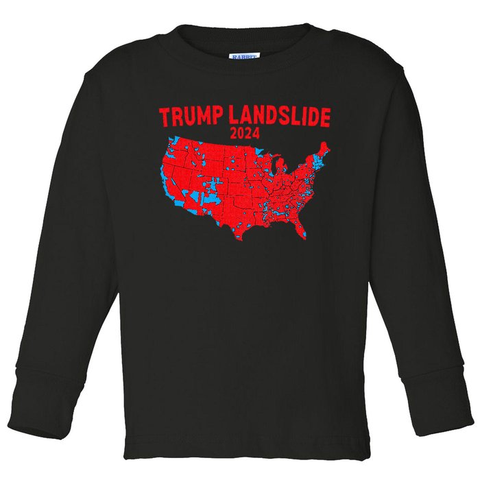 2024 Electoral Map Trump Landslide Red Election Map Toddler Long Sleeve Shirt