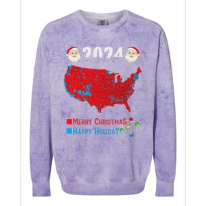 2024 Electoral Map Merry Christmas Trump Xmas Colorblast Crewneck Sweatshirt