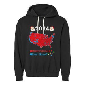 2024 Electoral Map Merry Christmas Trump Xmas Garment-Dyed Fleece Hoodie