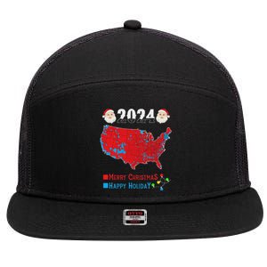 2024 Electoral Map Merry Christmas Trump Xmas 7 Panel Mesh Trucker Snapback Hat