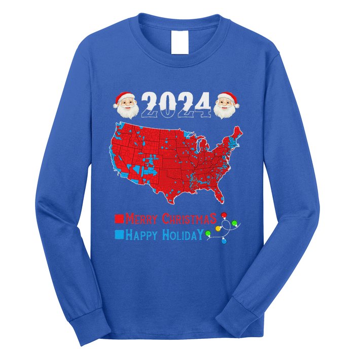 2024 Electoral Map Merry Christmas Trump Xmas Long Sleeve Shirt