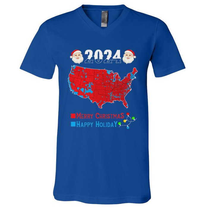 2024 Electoral Map Merry Christmas Trump Xmas V-Neck T-Shirt