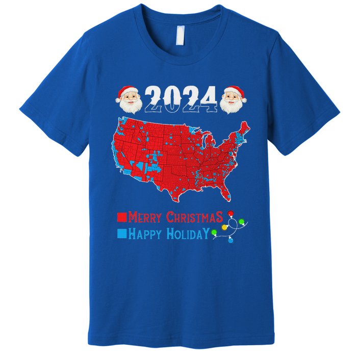 2024 Electoral Map Merry Christmas Trump Xmas Premium T-Shirt