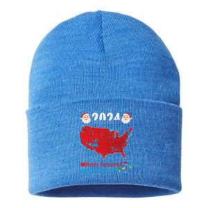 2024 Electoral Map Merry Christmas Trump Xmas Sustainable Knit Beanie