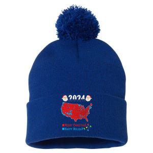 2024 Electoral Map Merry Christmas Trump Xmas Pom Pom 12in Knit Beanie