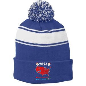 2024 Electoral Map Merry Christmas Trump Xmas Stripe Pom Pom Beanie