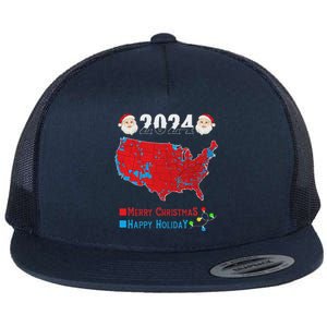 2024 Electoral Map Merry Christmas Trump Xmas Flat Bill Trucker Hat