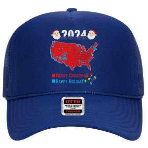 2024 Electoral Map Merry Christmas Trump Xmas High Crown Mesh Back Trucker Hat