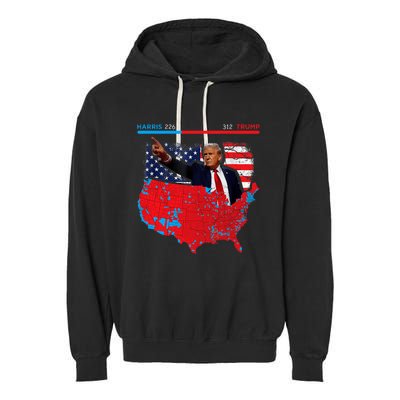 2024 Electoral Map Trump 312 Red 2024 Election Results Map Garment-Dyed Fleece Hoodie