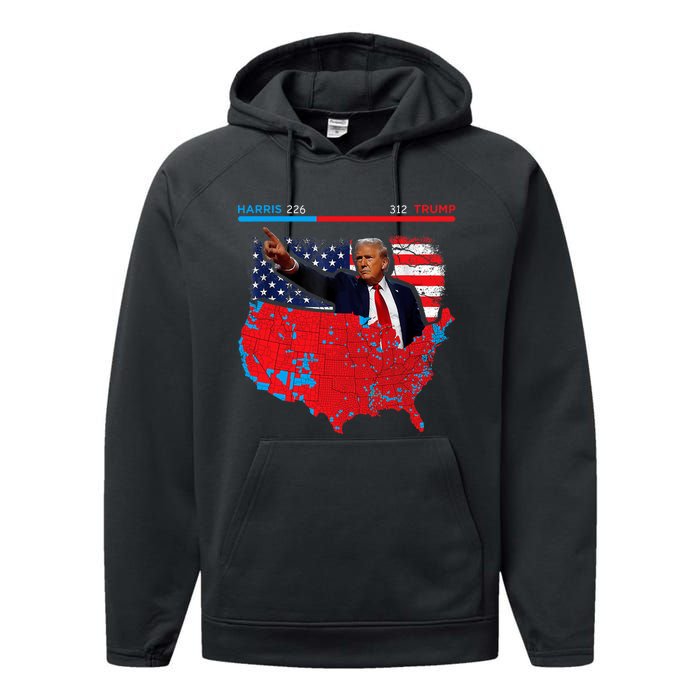 2024 Electoral Map Trump 312 Red 2024 Election Results Map Performance Fleece Hoodie